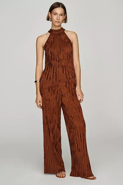 Maeve Ribbed Crinkle Pants In Brown