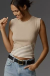 Maeve Ribbed Muscle Tank Top In Beige