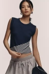 Maeve Ribbed Muscle Tank Top In Blue