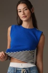 Maeve Ribbed Muscle Tank Top In Blue