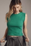 Maeve Ribbed Muscle Tank Top In Green