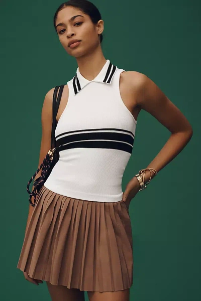 Maeve Ribbed Polo Tank Top In Black