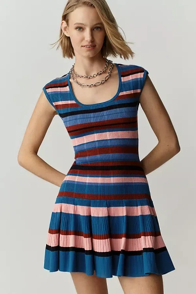 Maeve Ribbed Sweater Fit & Flare Mini Dress In Multi