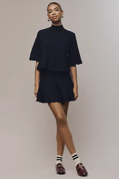 Maeve Ribbed Sweater Mini Skirt In Blue