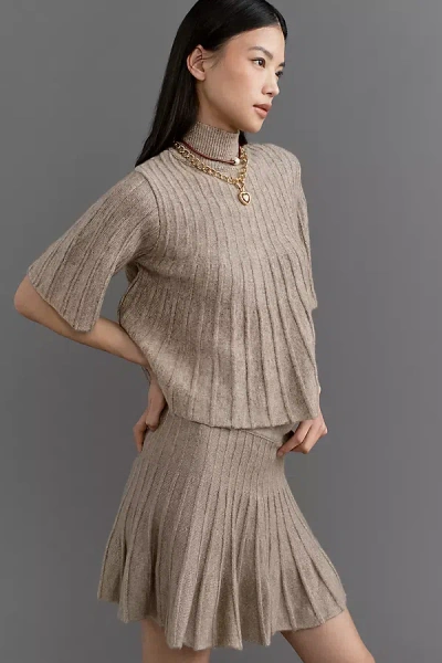 Maeve Ribbed Sweater Mini Skirt In Gray