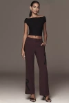 Maeve Ribbon Slim Flare Trouser Pants In Purple