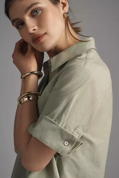 Maeve Rolled-sleeve Oxford Buttondown Shirt In Brown