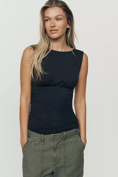 Maeve Ruched Boat-neck Tank Top In Black