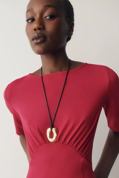 Maeve Ruched Boat-neck Top In Red