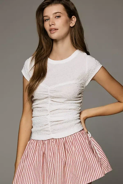 Maeve Ruched Corset T-shirt In White