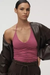 Maeve Ruched Halter Tank Top In Pink