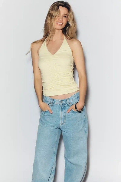 Maeve Ruched Halter Tank Top In Neutral