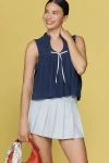 Maeve Ruched Swing Tank Top In Blue