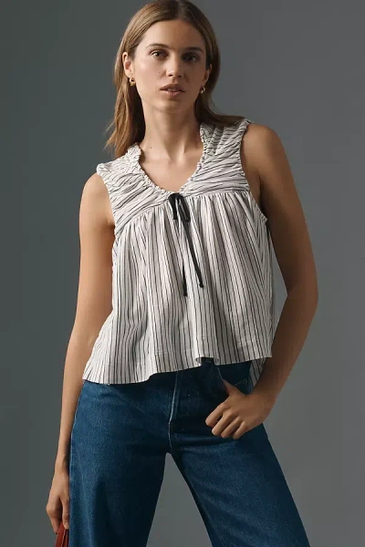 Maeve Ruched Swing Tank Top In White