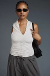 Maeve Ruched V-neck Sleeveless Tank Top In White