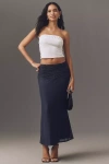 Maeve Ruched Yoke Column Maxi Skirt In Blue