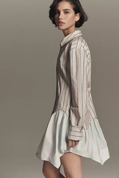 Maeve Ruffle-hem Mini Shirt Dress In White