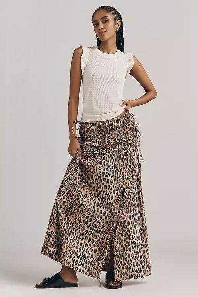 Maeve Ruffled Crew-neck Tank Top In White