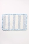 Maeve Ruffled Stripe Tufted Bath Mat In Blue