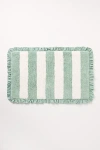 Maeve Ruffled Stripe Tufted Bath Mat In Green