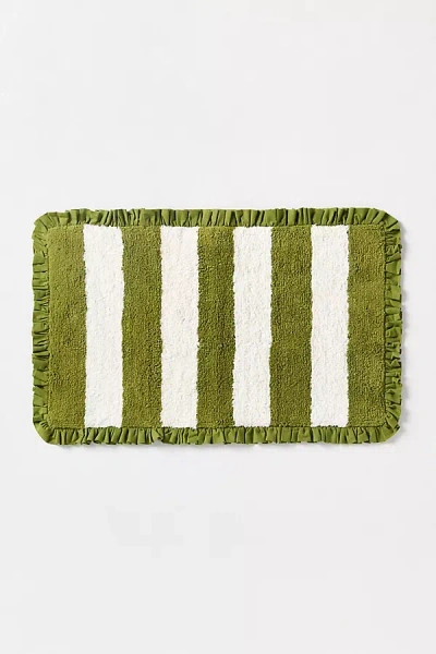 Maeve Ruffled Stripe Tufted Bath Mat In Multi