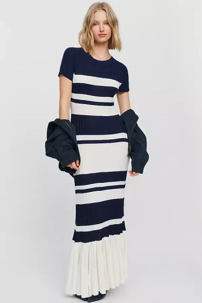 Maeve Ruffle-hem Sweater Midi Dress In Blue