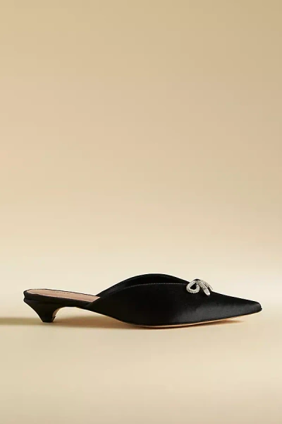 Maeve Satin Bow Mule Heels In Black