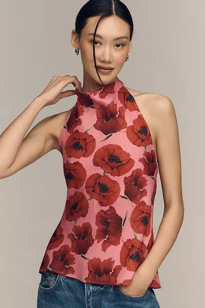 Maeve Satin Halter Tank Top In Multi