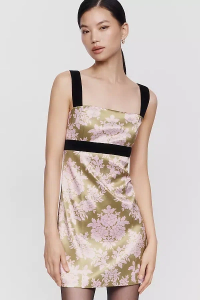 Maeve Satin Velvet Shift Dress In Multi