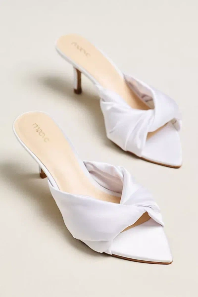 Maeve Satin Wrapped Mule Heels In White