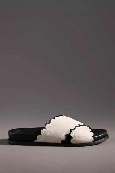 Maeve Scallop Banded Slide Sandals In White