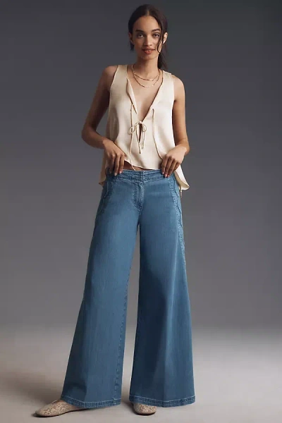 Maeve Scallop-edge High-rise Wide-leg Jeans In Blue