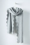 Maeve Scallop-edge Scarf In Gray