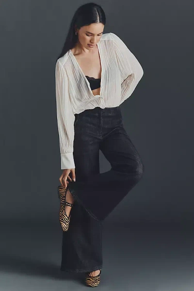 Maeve Scallop High-rise Wide-leg Jeans In Black