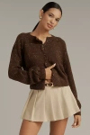 Maeve Scallop Placket Cardigan Sweater In Brown