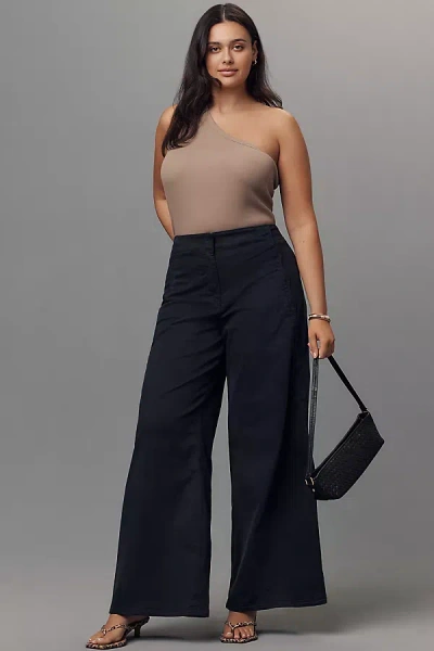 Maeve Scallop Wide-leg Pants In Gray