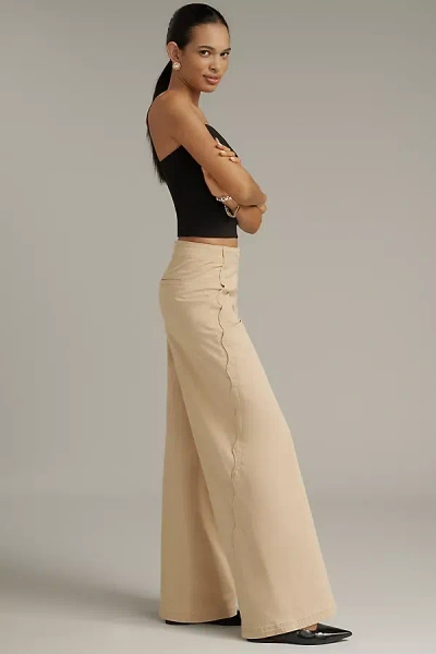 Maeve Scallop Wide-leg Pants In Black