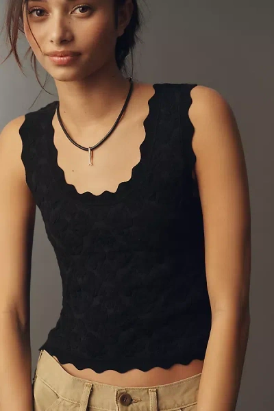 Maeve Scalloped Crop Tank Top In Multi