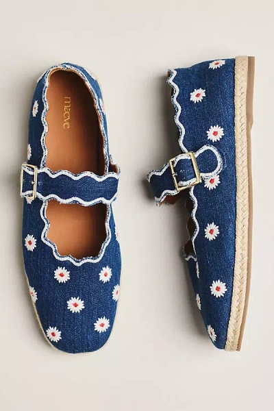 Maeve Scalloped Edge Espadrille Mary Jane Flats In Blue