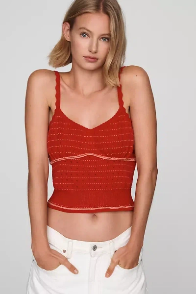 Maeve Scalloped Sweater Tank Top In Red