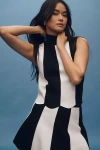 Maeve Scalloped Turtleneck Sweater Tank Top In Black