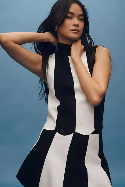 Maeve Scalloped Turtleneck Sweater Tank Top In Black