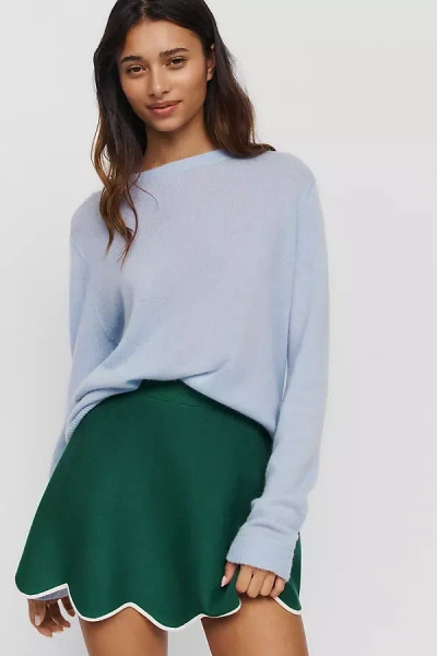 Maeve Scalloped-hem Sweater Mini Skirt In Green