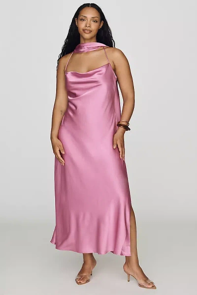 Maeve Scarf Midi Slip Dress In Pink