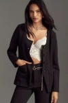 Maeve Scoop-neck Cutaway Blazer Jacket In Black