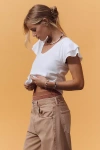 Maeve Scoop-neck Flounce-sleeve Tee In White