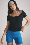 Maeve Scoop-neck Ribbed Tee In Black