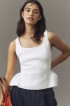 Maeve Scuba Peplum Tank Top In White