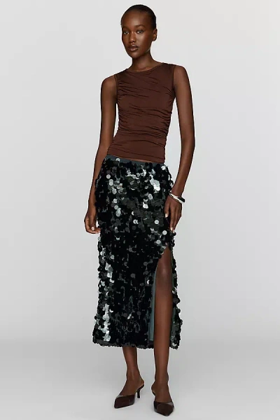 Maeve Sequin Midi Skirt In Black