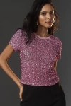 Maeve Sequin Muscle Tee In Purple